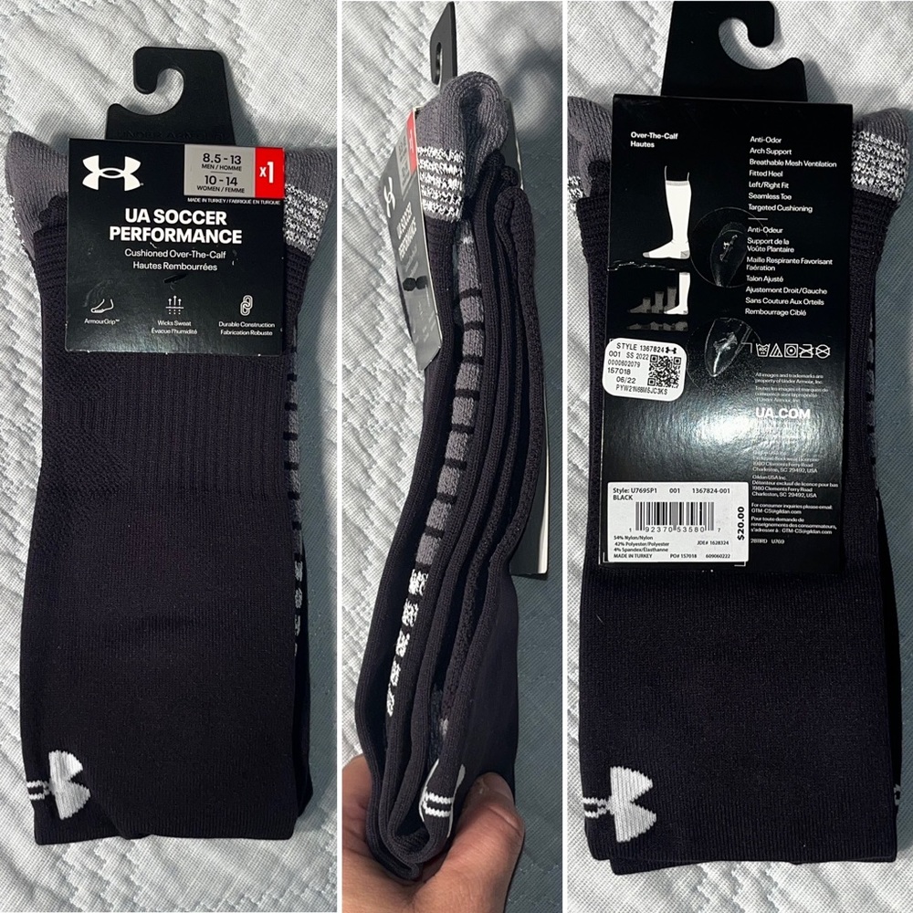$20 Under Armour OTC soccer Over the calf performance Socks Black Men’s 8.5-13